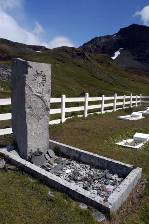 the granite headstone marking Sir Ernest Shackleton's grave