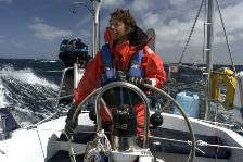 Gary helming in strong winds